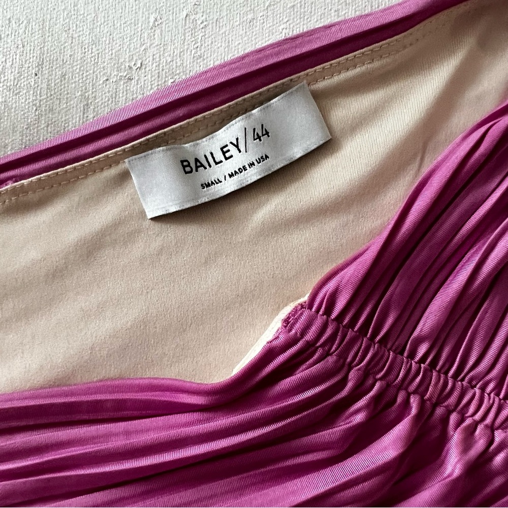 Bailey 44 Pink Pleated Peplum Blouse Bell Sleeve Romantic Flowy Top - Picture 5 of 8